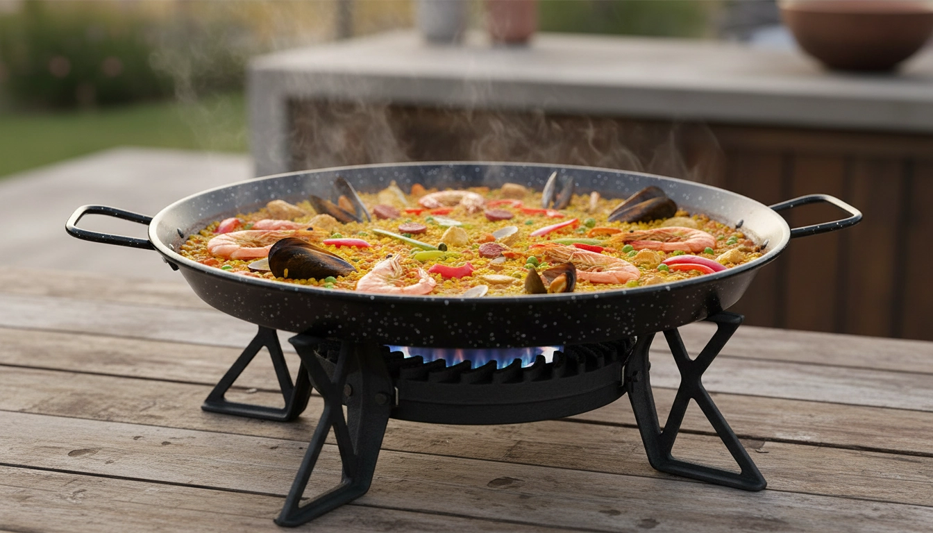 Plynový horák pod paella panvicu