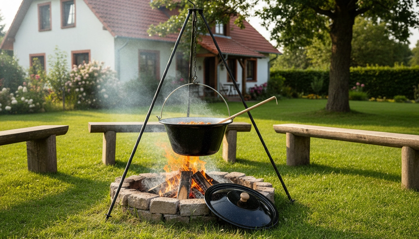 kotlík na guláš smaltovaný so stojanom