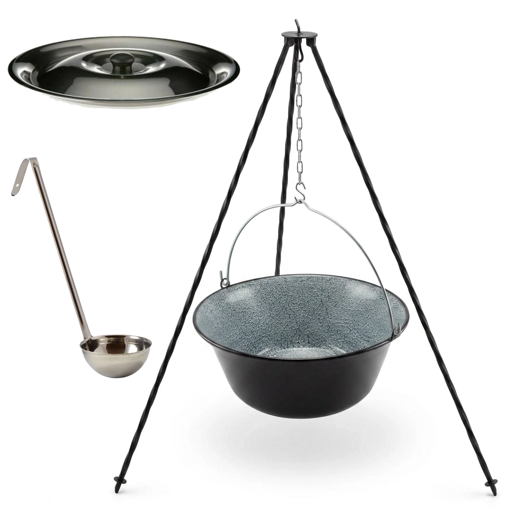 Smaltovaný kotlík 20 l s trojnožkou a pokrievkou