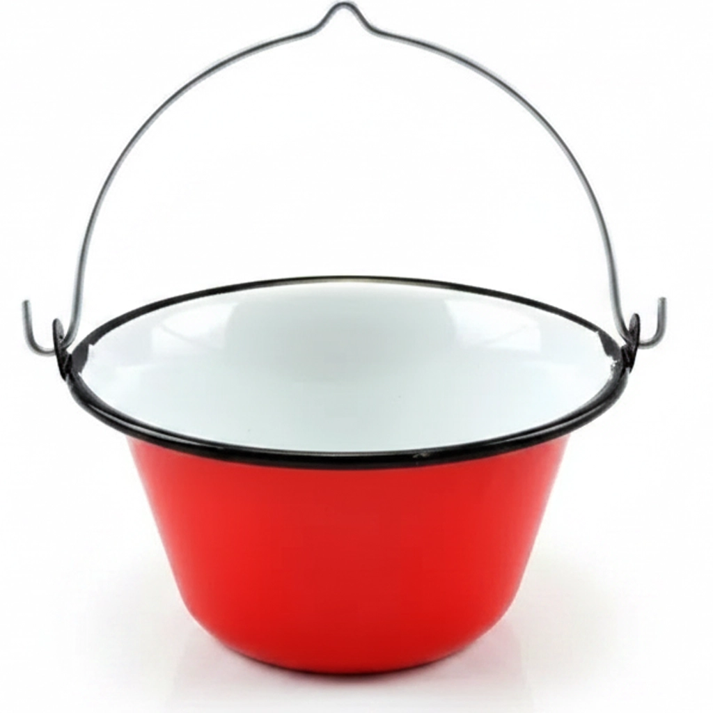 Servírovací červený mini kotlík so stojanom