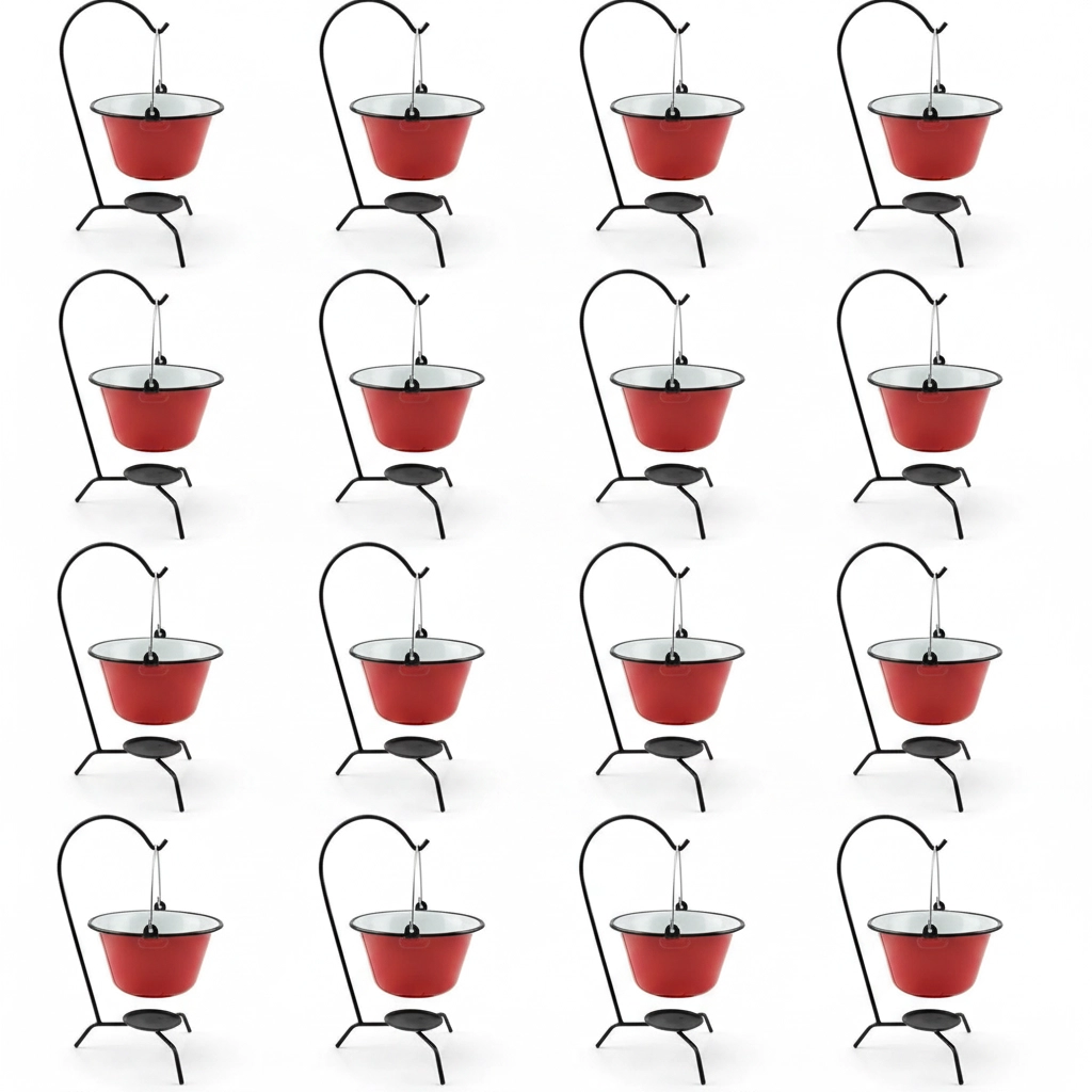 Servírovacie kotlíky 12x červené so stojanom