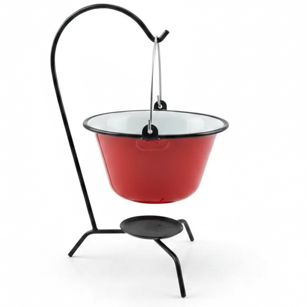 Servírovací kotlík so stojanom červený 24x