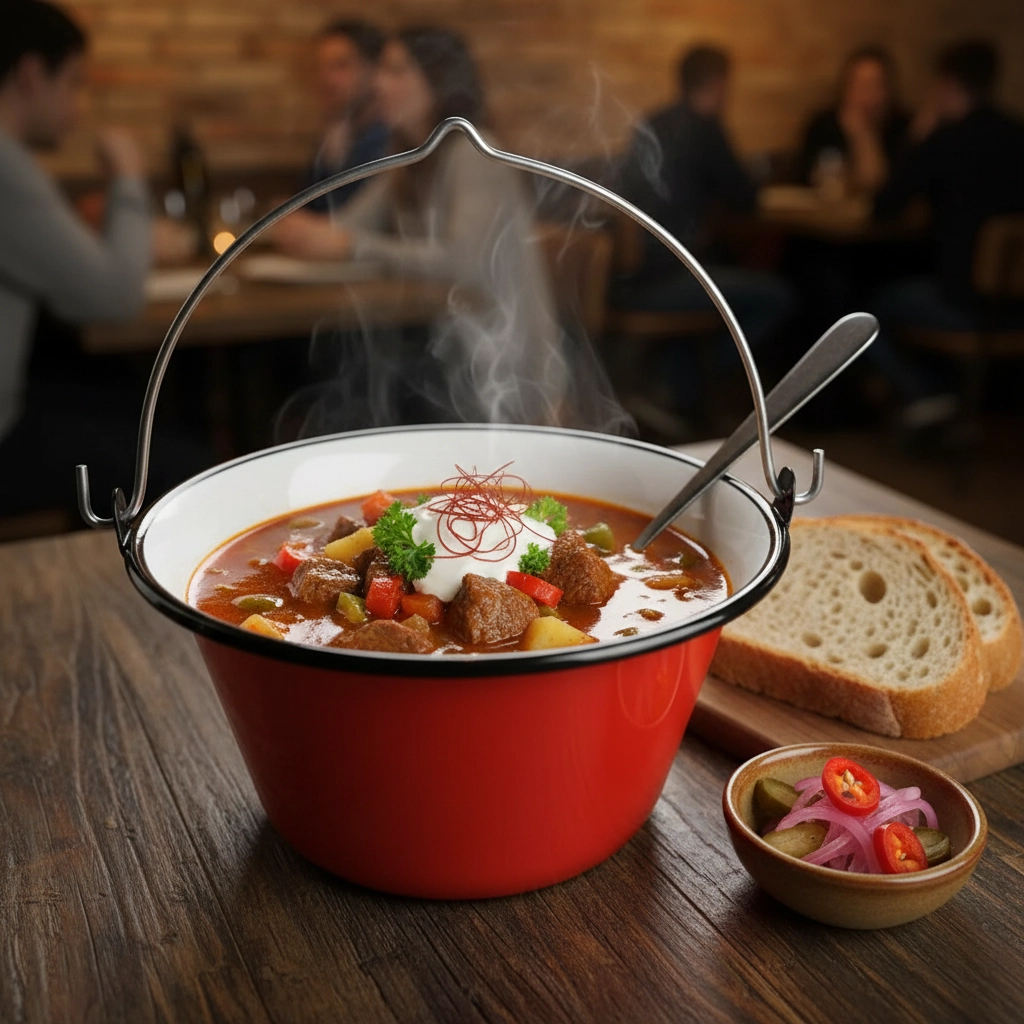 Servírovací kotlík so stojanom červený 24x