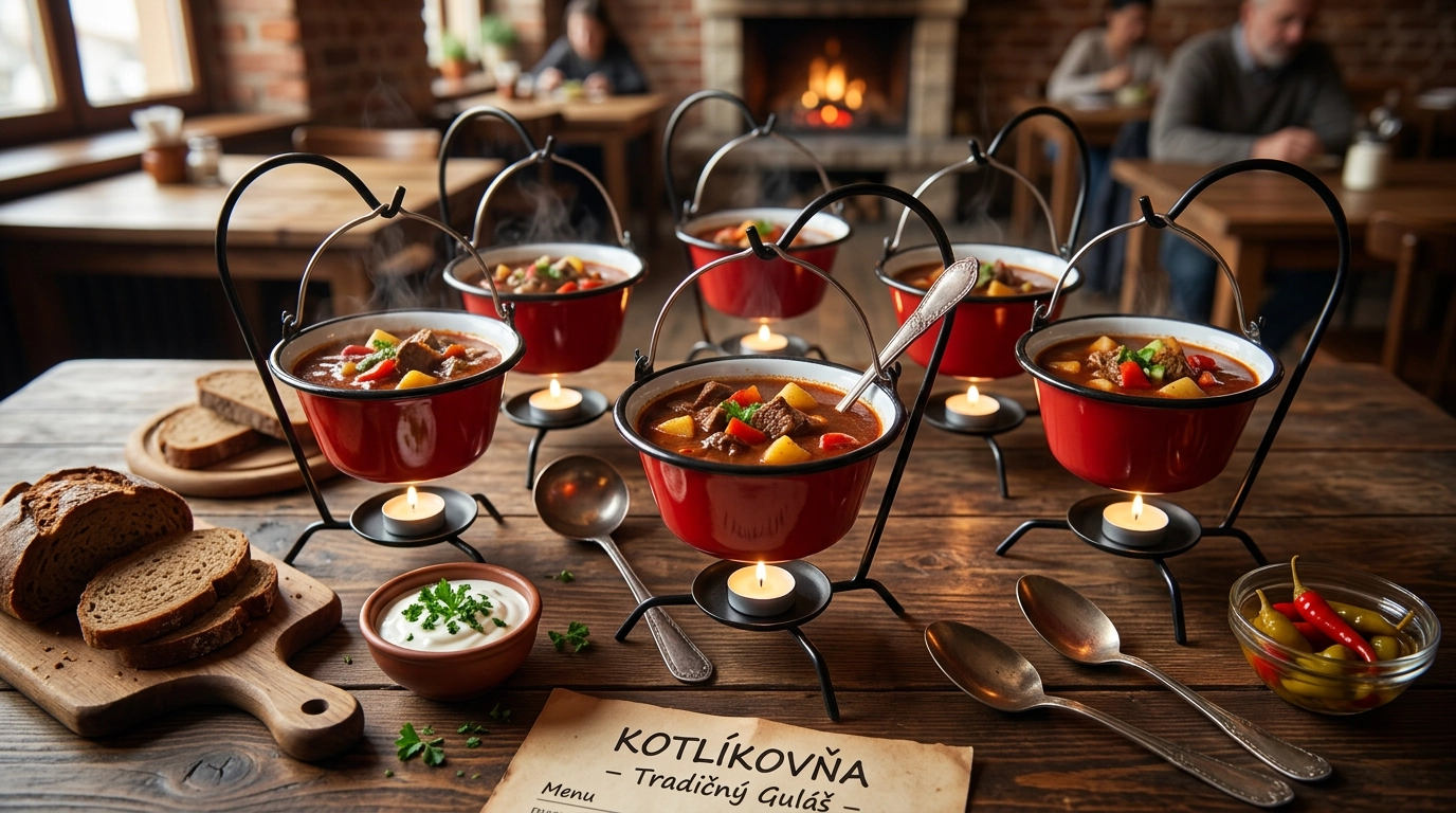 Servírovacie kotlíky na guláš červené so stojanom 12 kusov