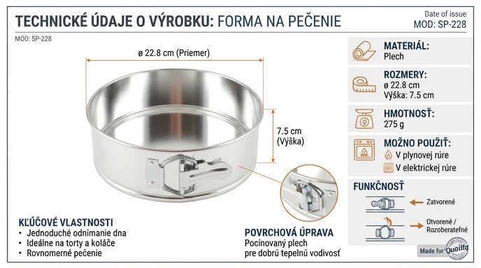 Forma na tortu 22 cm Profi