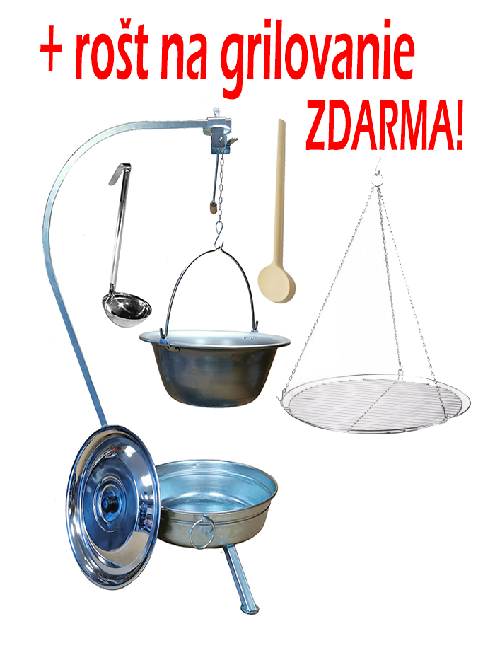 Hrubostenný kotlík 15L (1,5mm) s ohniskom so stojanom + Rošt zdarma